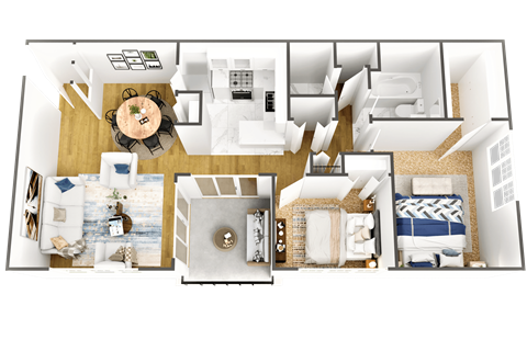 a floor plan of a home with a bedroom and a living room